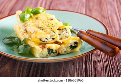 Ricotta Cheese Spinach Filling Cannelloni On Stock Photo 1186655965