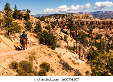 Riders On Horse Trail In Bryce Canyon National Park