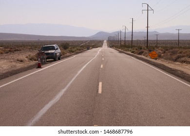 Ridgecrest, CA, USA - July 6th, 2019 : On Highway CA-178, The Day After A 7.1 Magnitude Earthquake Rattled The Area.