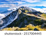 The ridgeline of the Ushiro-Tateyama mountain range leading from Mt. Shirouma