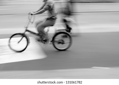 Riding a bike on city street