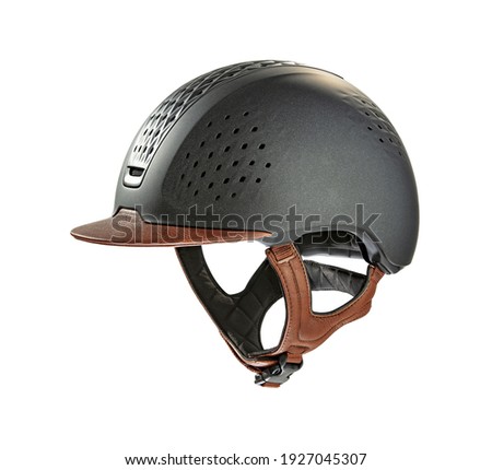 riding helmet on white background of free space 