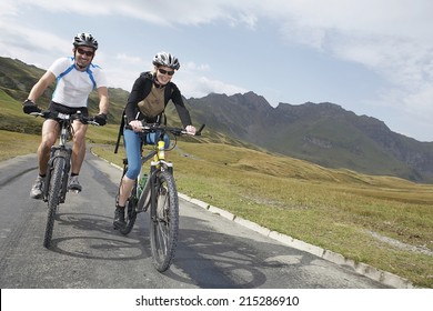 Riding In The Mountains. Active Life Style And Sport Concept