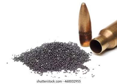 A Rifle Bullet With Gun Powder Isolated