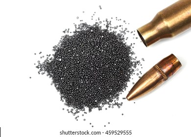 A rifle bullet with gunpowder