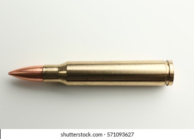 Rifle Bullet On White Background