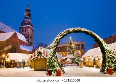 Riga Cathedral Square In Christmas