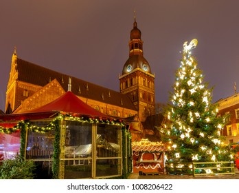 Riga. Christmas Tree On Christmas.