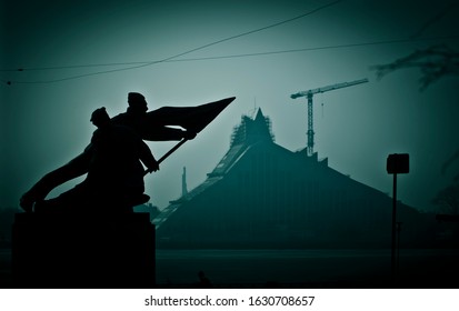 Riga City, Riga / Latvia - March 17, 2012: 1905 Bloody Sunday Monument In Riga, Latvia, Europe. 