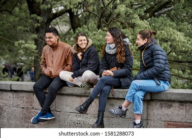 Riga, Latvia -2019 Group of friends hanging out