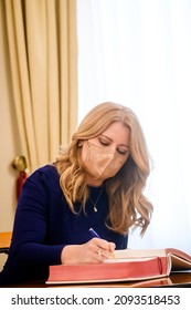 RIGA, LATVIA. 20th December 2021. Zuzana Caputova (at Photo), President Of Slovakia,  Meets With Egils Levits, President Of Latvia.