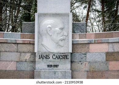 RIGA, LATVIA. 8th January 2021. Memorial for the first President of Latvia Janis Cakste.
