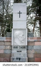 RIGA, LATVIA. 8th January 2021. Memorial for the first President of Latvia Janis Cakste.