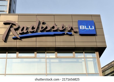 RIGA, LATVIA - APRIL 2022: Radisson Blu Is An International Chain Of Hotels Operated By Radisson Hotels. 