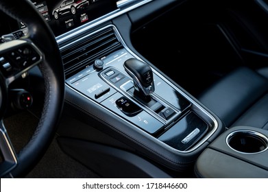 Riga / Latvia - April 22 2020: Porsche Panamera 4S Cockpit Dashboard