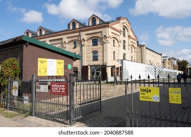 Riga, Latvia. August 2021.  The Entrance Of The Riga Ghetto And Latvian Holocaust Museum In The City Center