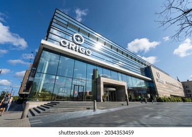 Riga, Latvia. August 2021.  Exterior View Of The Origo Shopping Center In The City Center