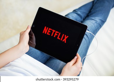 RIGA, LATVIA - FEBRUARY 17, 2016: Netflix is a global provider of streaming movies and TV series.