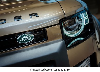 Riga / Latvia - January 15 2020 : New model of Land Rover Defender exterior 