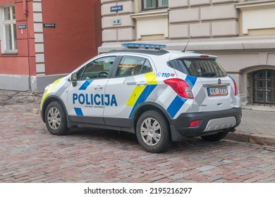 Riga, Latvia - June 20, 2022: Car Of Latvian Police (Policija).