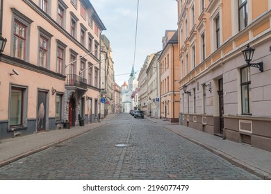 Riga, Latvia - June 20, 2022: Pils Iela Street In Old Town Of Riga.