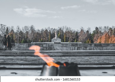 Riga, Latvia - March 22, 2020: The Brothers Cemetery, A Burial Ground And National Monument For Latvian Soldiers Killed Between 1915 And 1920 In Latvian War Of Independence. Brāļu Kapi.