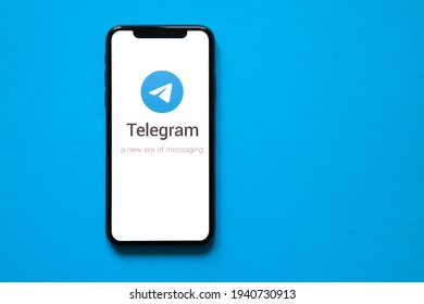 Riga, Latvia - March 22, 2021: Telegram Logo On The Mobile Phone.