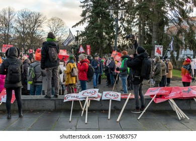 Riga, Latvia - November 30, 2019 : Anti Fur Placards And Posters At Animal Rights Protest. March For Animal Advocacy In Riga, Latvia, Europe