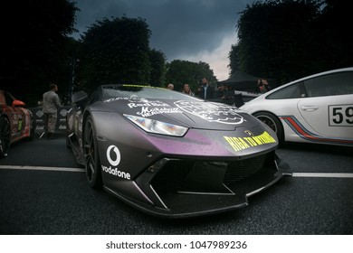 Riga, LV - JULY 2, 2017: Gumball 3000 Riga To Mykonos Lamborghini Reventon