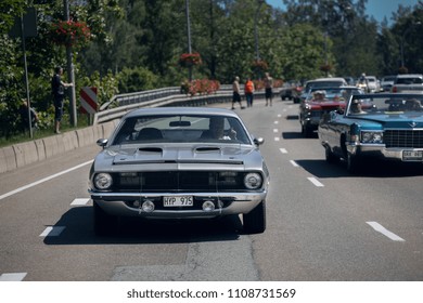 Riga, LV - JUN 3, 2018: 1971 Plymouth Hemi Barracuda On The Street