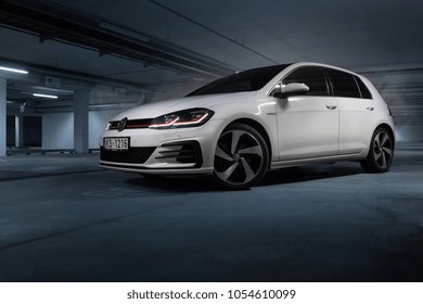 Riga, LV - MART 24, 2018: Volkswagen Golf GTI MK7 on underground parking