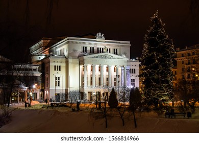 Riga Opera House At Christmas.