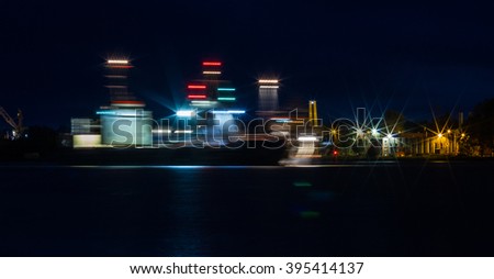 Similar – Image, Stock Photo The illuminated port city Horta, Faial, Azores at night