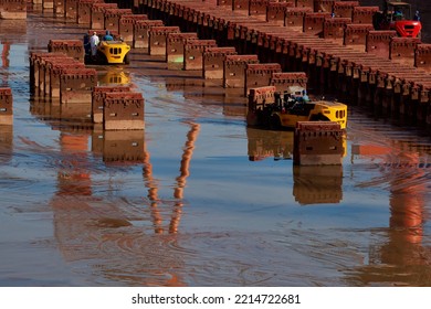 Rigging Of Keel Blocks In Dry Dock For Next Vessel