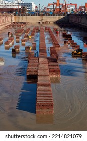 Rigging Of Keel Blocks In Dry Dock For Next Vessel