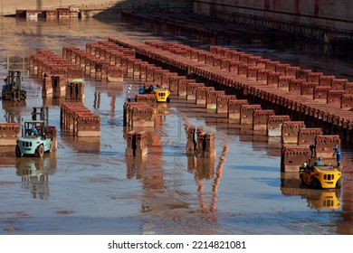 Rigging Of Keel Blocks In Dry Dock For Next Vessel