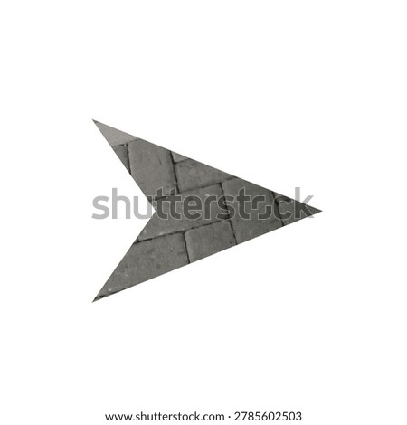 Right arrow cursor pointer icon with stone brick paving texture isolated on white background.