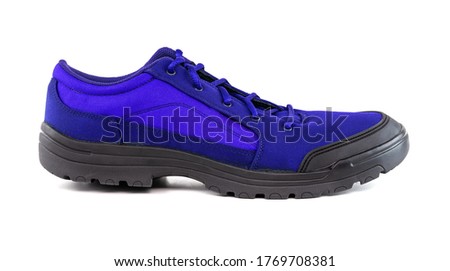 right cheap fantom blue hiking or hunting shoe isolated on white background