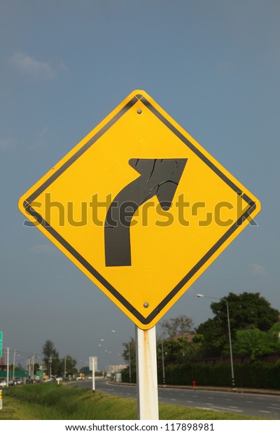 Right curve traffic\
sign