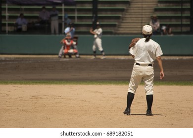 Right Fielder And The Batter.She Waiting Instructions From Catcher.