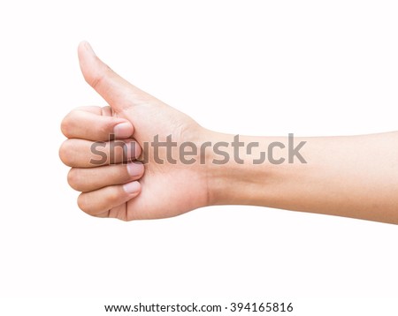 right hand a man show the good/like, commend sign. isolated on white background