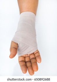 Right Hand Wrapped In An Ace Bandage