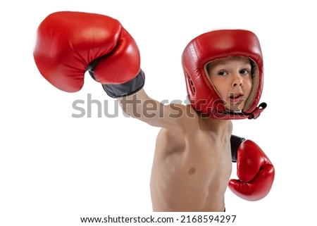 Similar – Image, Stock Photo little boy with boxing gloves on black background