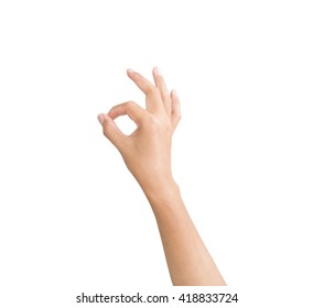 right side hand of a business man, OK, Agree, Accept sign, isolated on white background - Shutterstock ID 418833724
