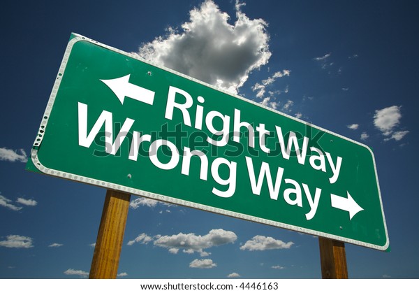 Right Way Wrong Way Road Sign Stock Photo Edit Now 4446163