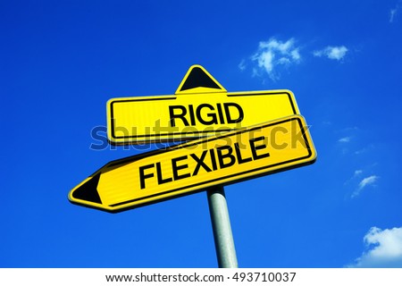 Rigid or Flexible - Traffic sign with two options - be adaptable to new circumstances and condition or stay fixed and solid without change. Risk of stagnation and inflexibility Stock photo © 