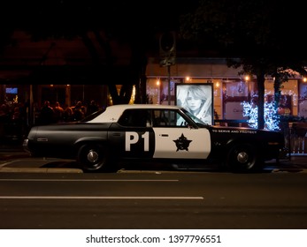 Rijeka, Croatia - Dec 15 2018: 1975 Police Plymouth Gran Fury Parked At The Side Of The Road.