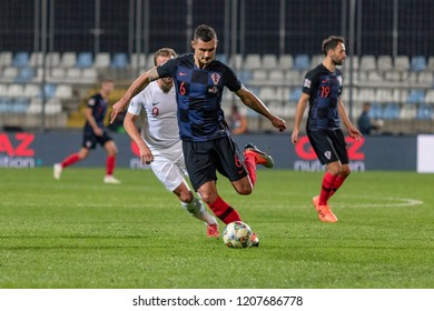 RIJEKA, CROATIA - OCTOBER 12, 2018: UEFA Nations League Football Match Croatia Vs. England. In Action Dejan Lovren (6)