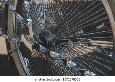 Rim Of A Lowrider Silver Bike