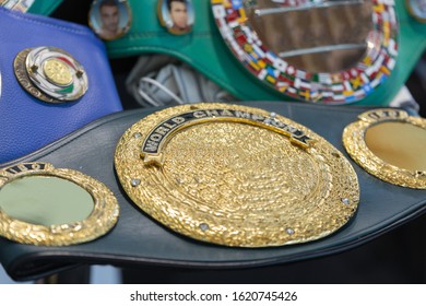 Rimini, Italy - May 2019: World Champion Boxing Belt: Symbol For The Winner.